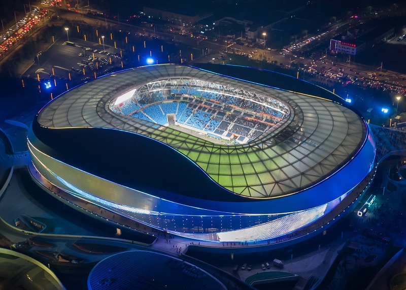 燁興-青島青春足球場(chǎng)ETFE膜結(jié)構(gòu)屋面 燁興-青島青春足球場(chǎng)ETFE膜結(jié)構(gòu)屋面